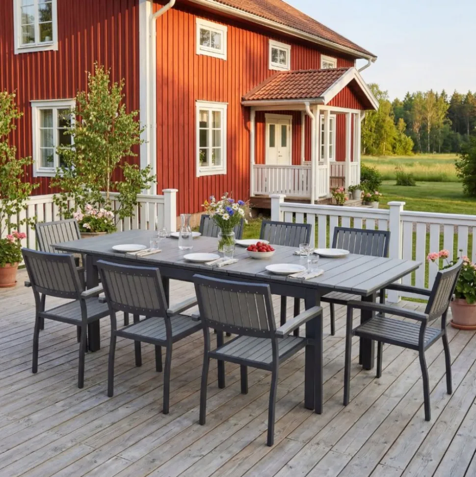 Underhållsfria utemöbler 180-240 cm | 8 stolar | Lyfco Waxholm