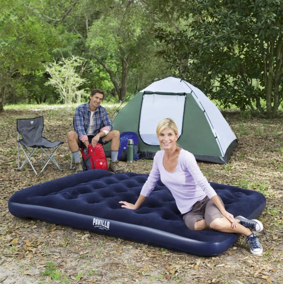 Uppblåsbar madrass | Pavillo Airbed Queen med inbyggd fotpump