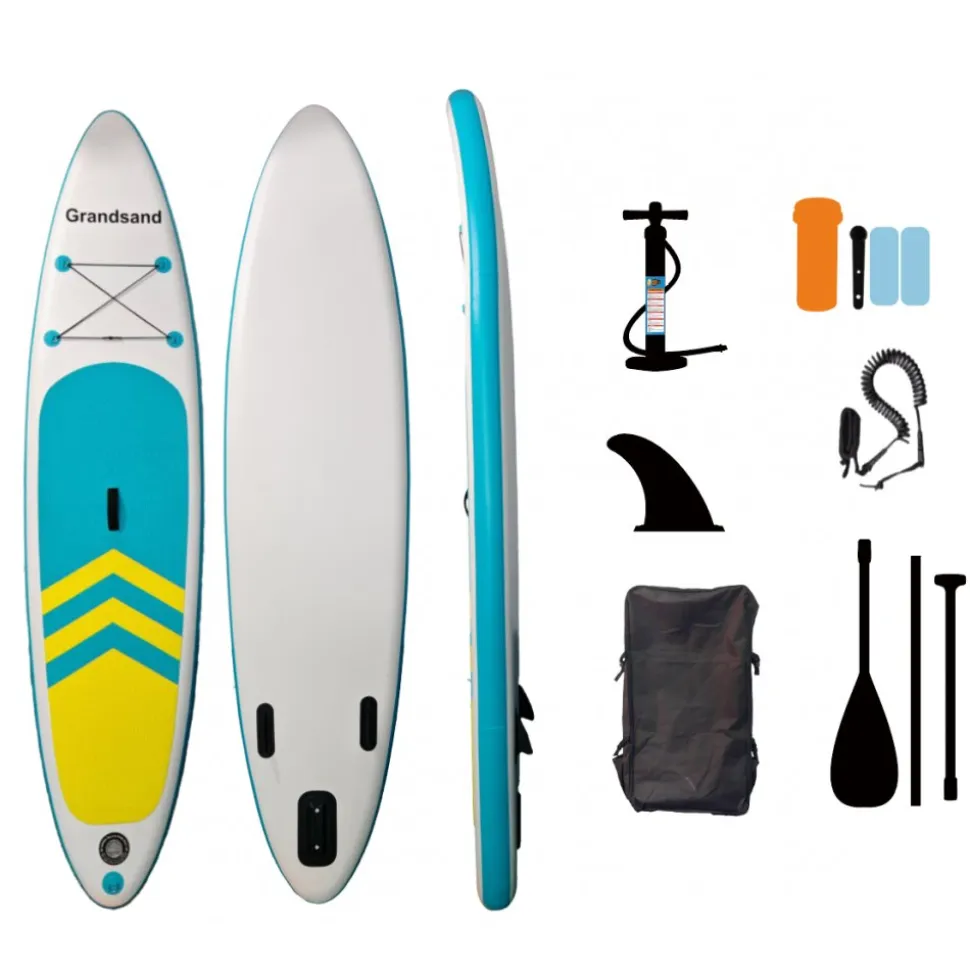 Uppblåsbar SUP 320 cm | Uppblåsbar paddle board | Stabil & hållbar | Blå/Gul