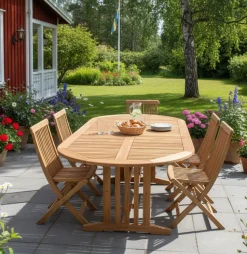 Utdragbart teakbord i massiv teak 180240 × 100 cm | Matbord för uteplats & uterum | Solö