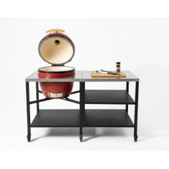 Utekök Kamadogrill AU-21 (47 cm)  Vinröd | Keramisk grill med integrerad arbetsstation