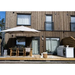 Utekök med kylskåp  Vit | Gasolgrill i rostfritt stål med granitbänkskiva (4 brännare) | Alaska