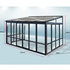 Uterum 10,7m² | Säkerhetsglas och kanalplast | Aluminiumstomme | Svart