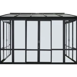 Uterum 10,7m² | Säkerhetsglas och kanalplast | Aluminiumstomme | Svart
