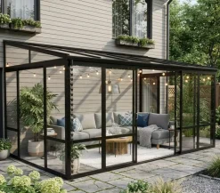 Uterum 14,8m² | Säkerhetsglas och kanalplast | Aluminiumstomme | Svart