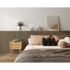 Väggpanel ribbad akustikpanel Valnöt MDF | 120×60×1,8 cm | 2 stycken | 1,44 m²