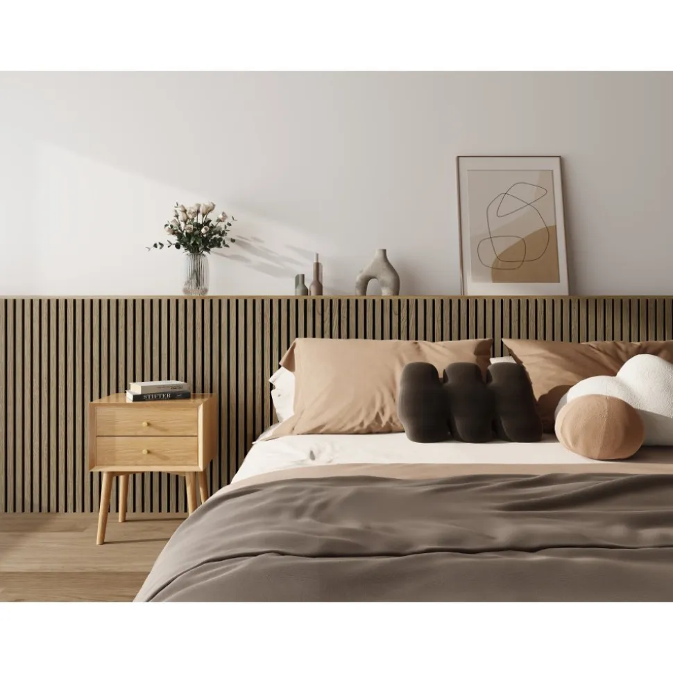 Väggpanel ribbad akustikpanel Valnöt MDF | 120×60×1,8 cm | 2 stycken | 1,44 m²
