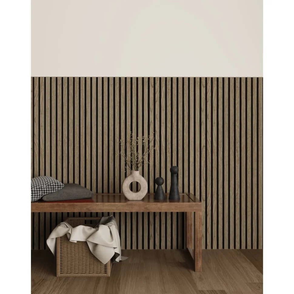 Väggpanel ribbad akustikpanel Valnöt MDF | 120×60×1,8 cm | 2 stycken | 1,44 m²