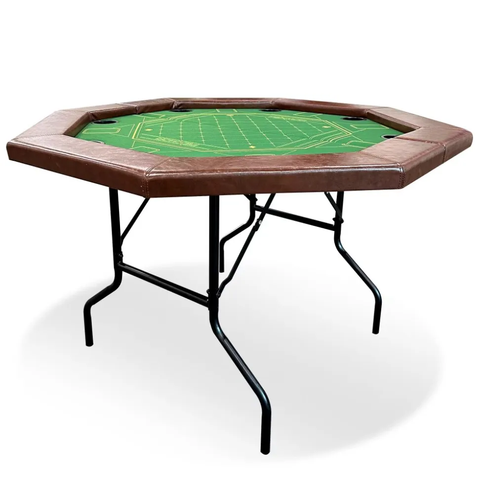 Vikbart Pokerbord | 8 Spelare | Kasinokvalitet, Dryckeshållare, Kuddad Räls