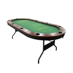 Vikbart Pokerbord | 10 Spelare | Kasinokvalitet, Dryckeshållare, Kuddad Räls