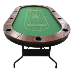 Vikbart Pokerbord | 10 Spelare | Kasinokvalitet, Dryckeshållare, Kuddad Räls