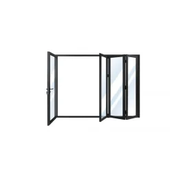 Vikdörr altan 3,65 x 2,43 m | Vit aluminiumram med härdat glas, underhållsfritt Bi-Fold system