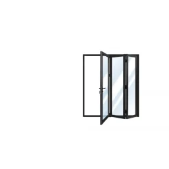 Vikdörr altan 3,65 x 2,43 m | Vit aluminiumram med härdat glas, underhållsfritt Bi-Fold system