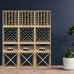 Vinhylla med Diamondrack för 25 flaskor | Naturlig furu | 60x60 cm | Arvino