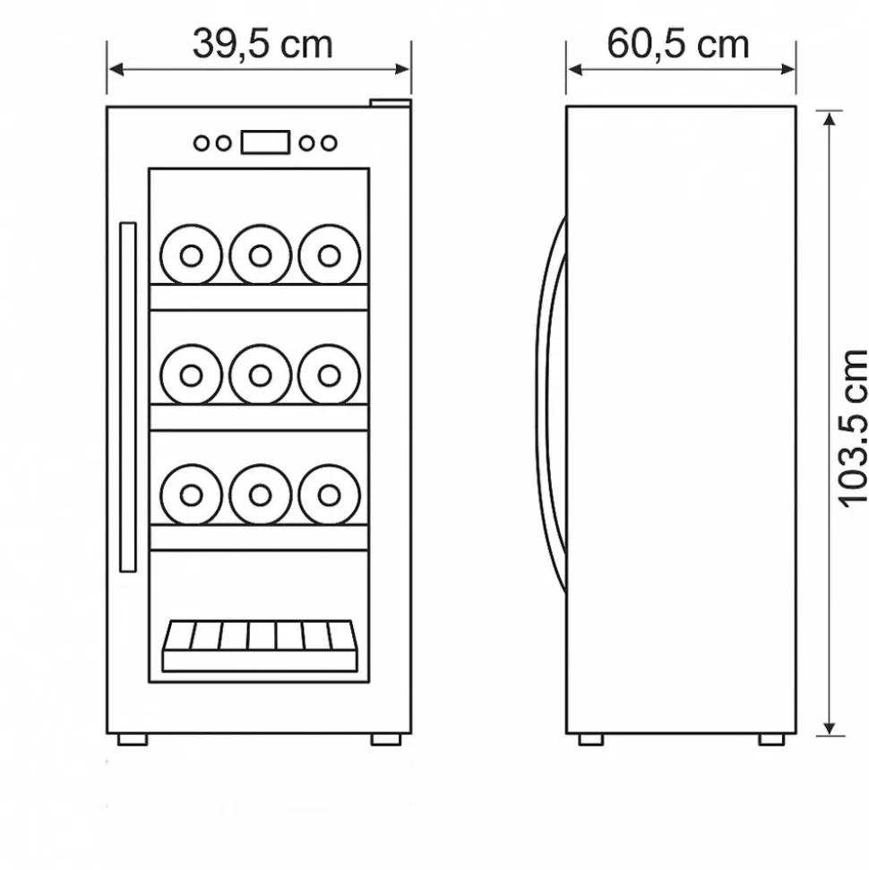 Vinkyl för 38 flaskor | 110 liter | Dual zone med glasdörr & touchkontroll