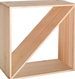 Vinställ för 24 Flaskor med diagonal hyllplan | Naturlig furu | 60x60 cm | Arvino