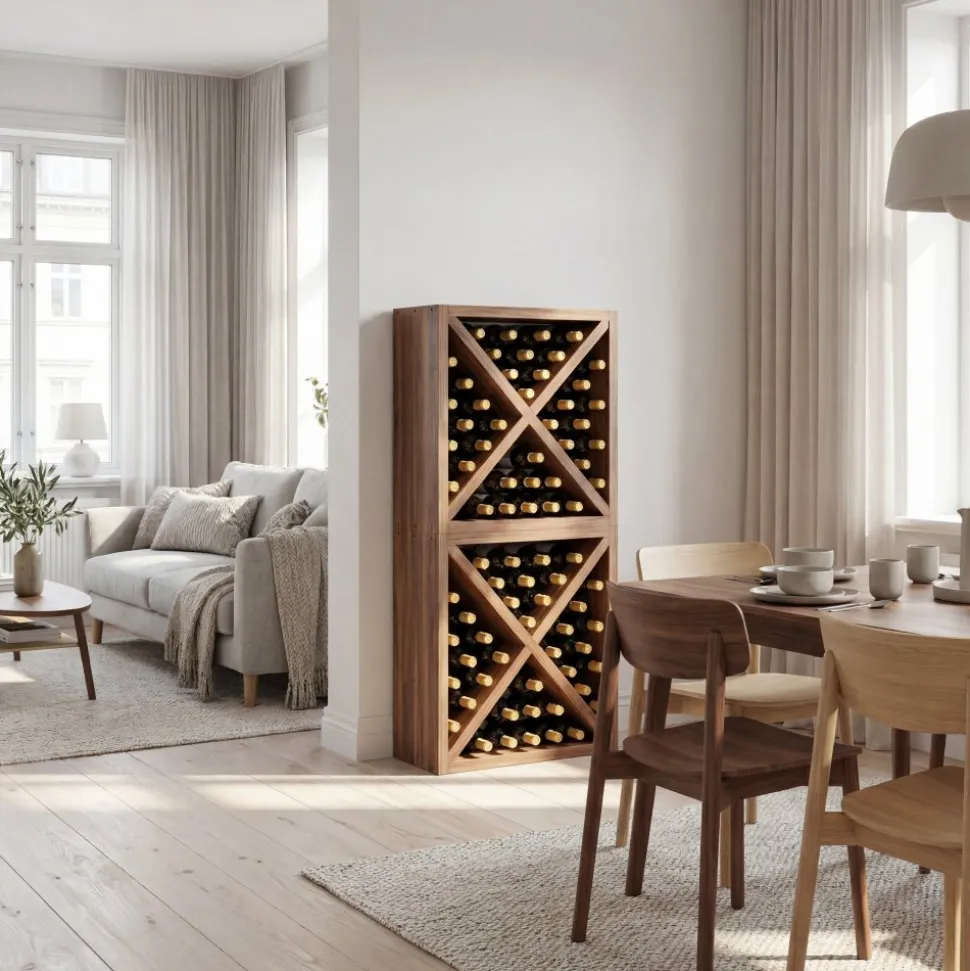 Vinställ för 79 vinflaskor | Naturlig furu | 120x60 cm | Arvino