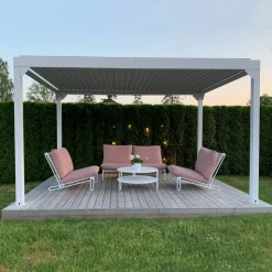 Vit Pergola Premium | Öppningsbara lameller