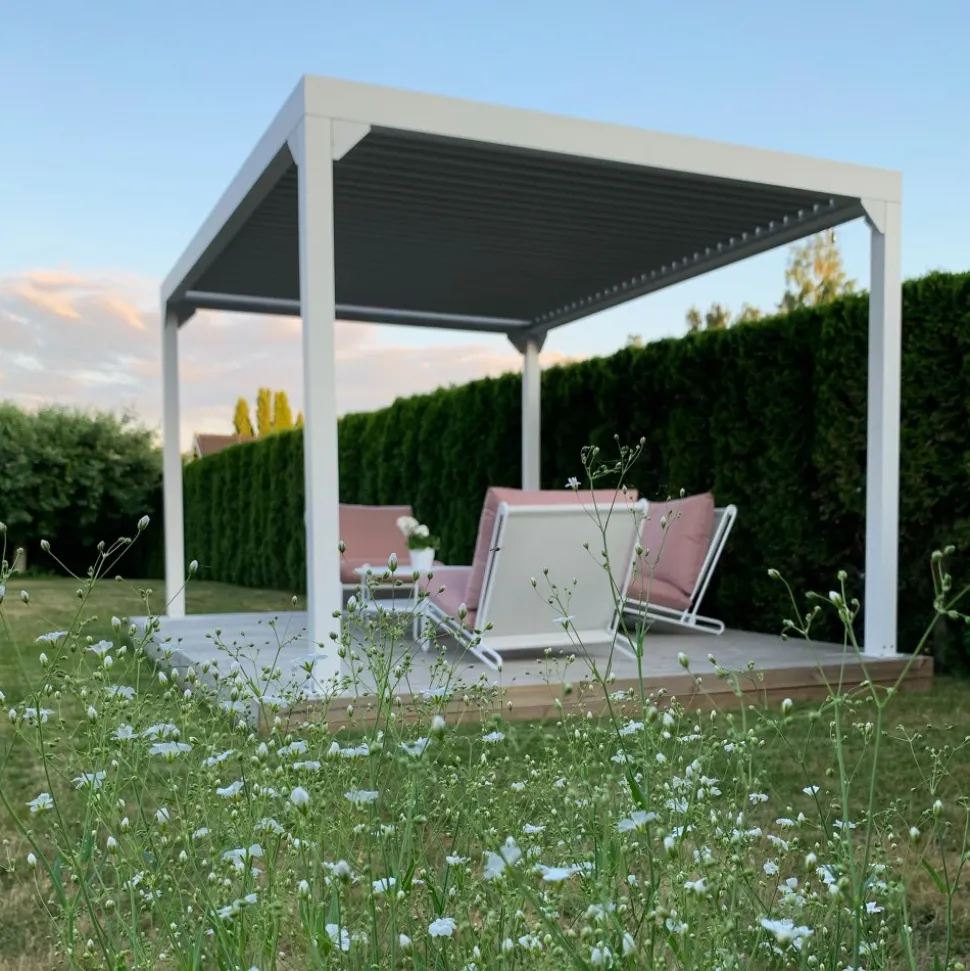 Vit Pergola Premium | Öppningsbara lameller