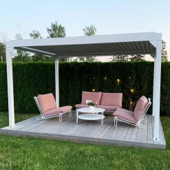 Vit Pergola Premium | Öppningsbara lameller