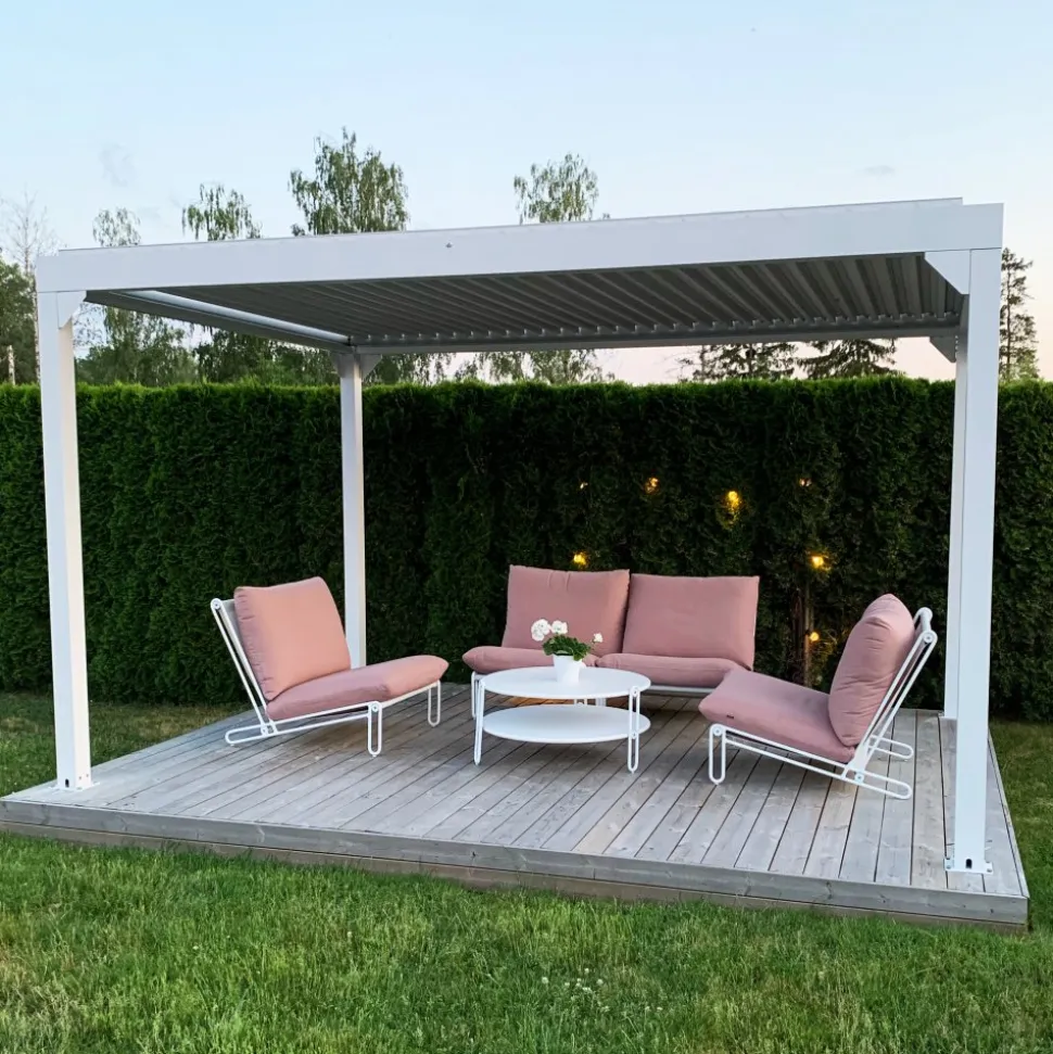 Vit Pergola Premium | Öppningsbara lameller