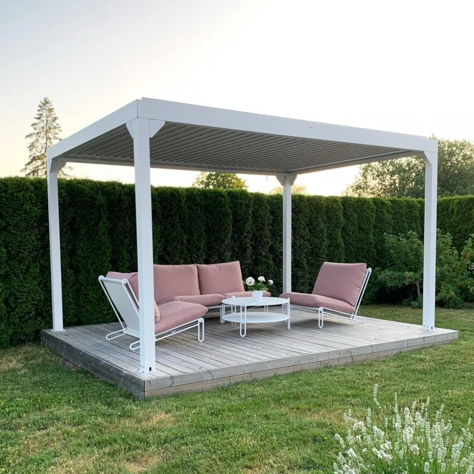 Vit Pergola Premium | Öppningsbara lameller