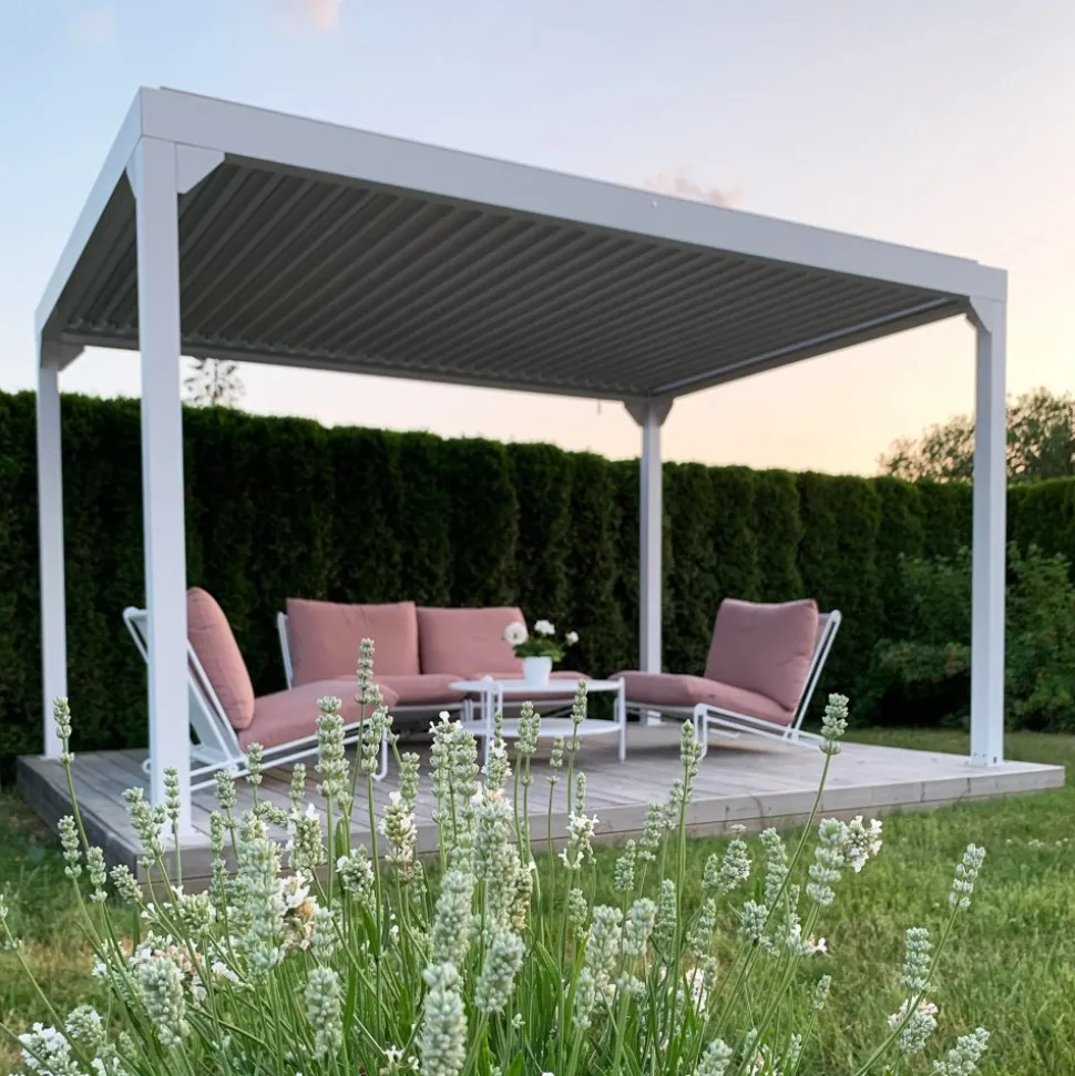 Vit Pergola Premium | Öppningsbara lameller