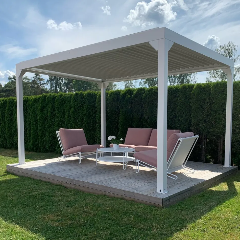 Vit Pergola Premium | Öppningsbara lameller