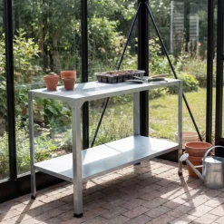 Växthusbord med 2 hyllplan  Stilrent och lättplacerat odlingsbord 115×50×80 cm