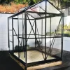 Växthus med adaptiv dörrplacering 3,5m² | 4mm säkerhetsglas | Svart