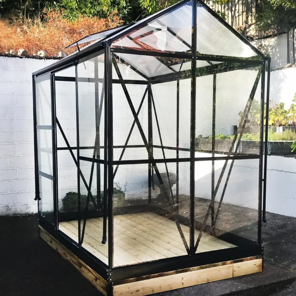 Växthus med adaptiv dörrplacering 3,5m² | 4mm säkerhetsglas | Svart