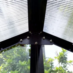 Växthus med adaptiv dörrplacering 3,5m² | 4mm säkerhetsglas | Svart