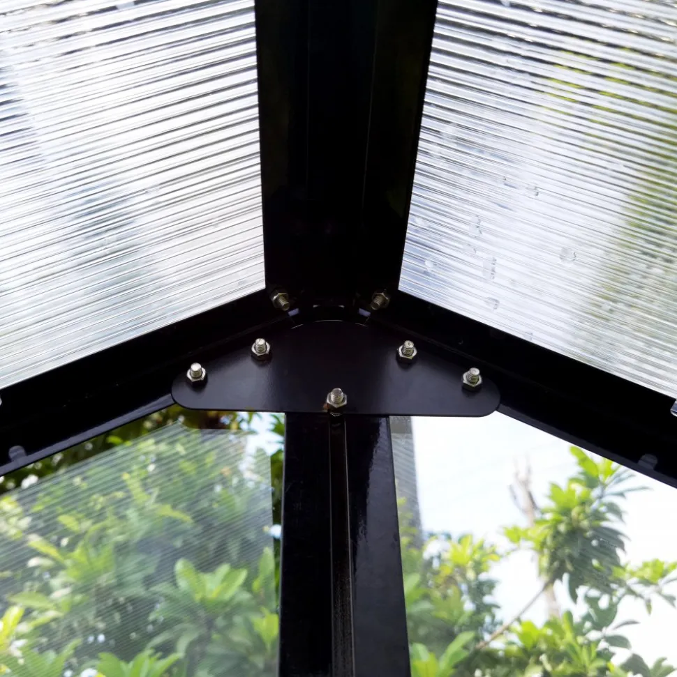 Växthus med adaptiv dörrplacering 3,5m² | 4mm säkerhetsglas | Svart