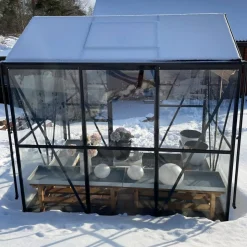 Växthus med adaptiv dörrplacering 3,5m² | 4mm säkerhetsglas | Svart