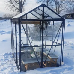 Växthus med adaptiv dörrplacering 3,5m² | 4mm säkerhetsglas | Svart
