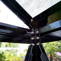 Växthus med adaptiv dörrplacering 3,5m² | 4mm säkerhetsglas | Svart