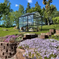Växthus med adaptiv dörrplacering 3,5m² | 4mm säkerhetsglas | Svart
