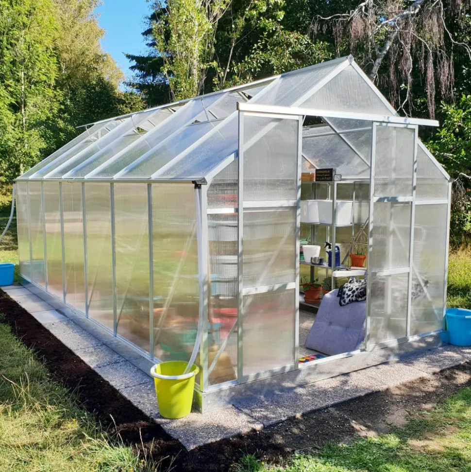 Växthus 12,4m² | Hög odlingshöjd | 6mm kanalplast