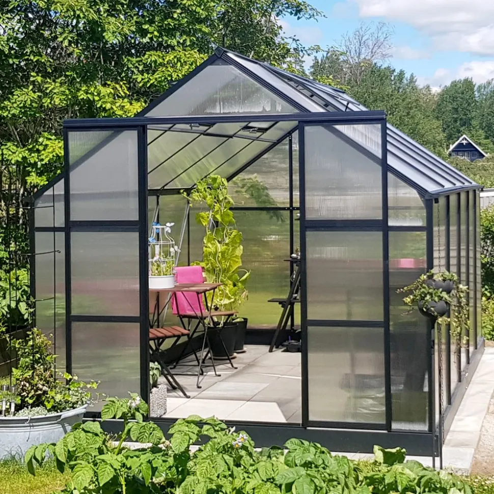 Växthus 8,9m² | Hög odlingshöjd | 6 mm kanalplast