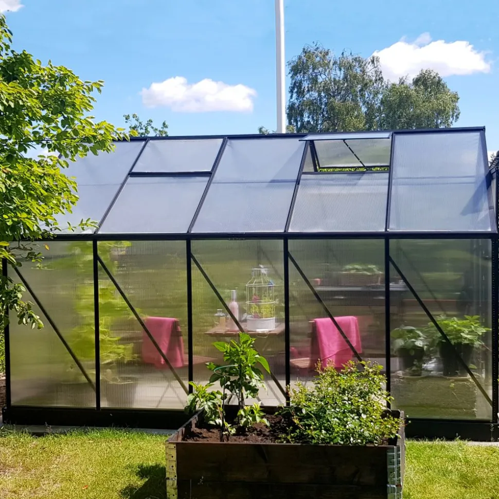 Växthus 8,9m² | Hög odlingshöjd | 6 mm kanalplast