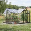 Växthus 11,8 m² | Härdat glas & kanalplast | Svart aluminium | Titania