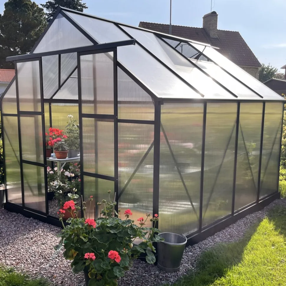 Växthus 7,2m² | 6mm Kanalplast | Hög odlingshöjd