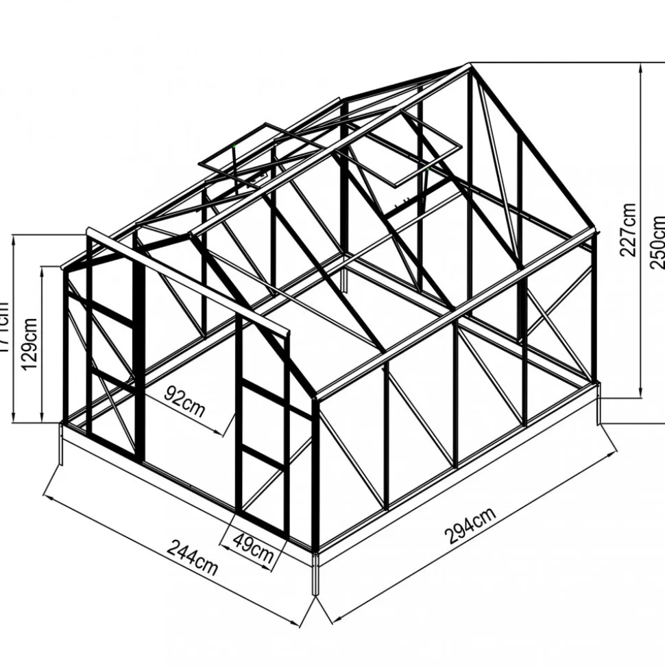 Växthus 7,2m² | 6mm Kanalplast | Hög odlingshöjd