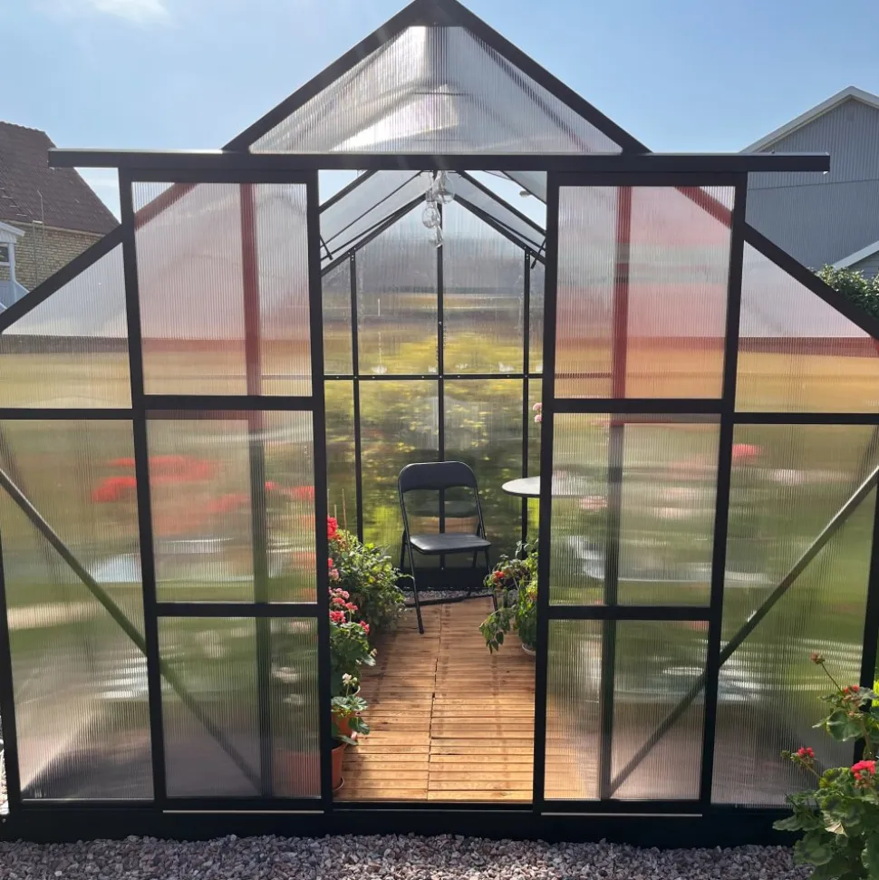 Växthus 7,2m² | 6mm Kanalplast | Hög odlingshöjd