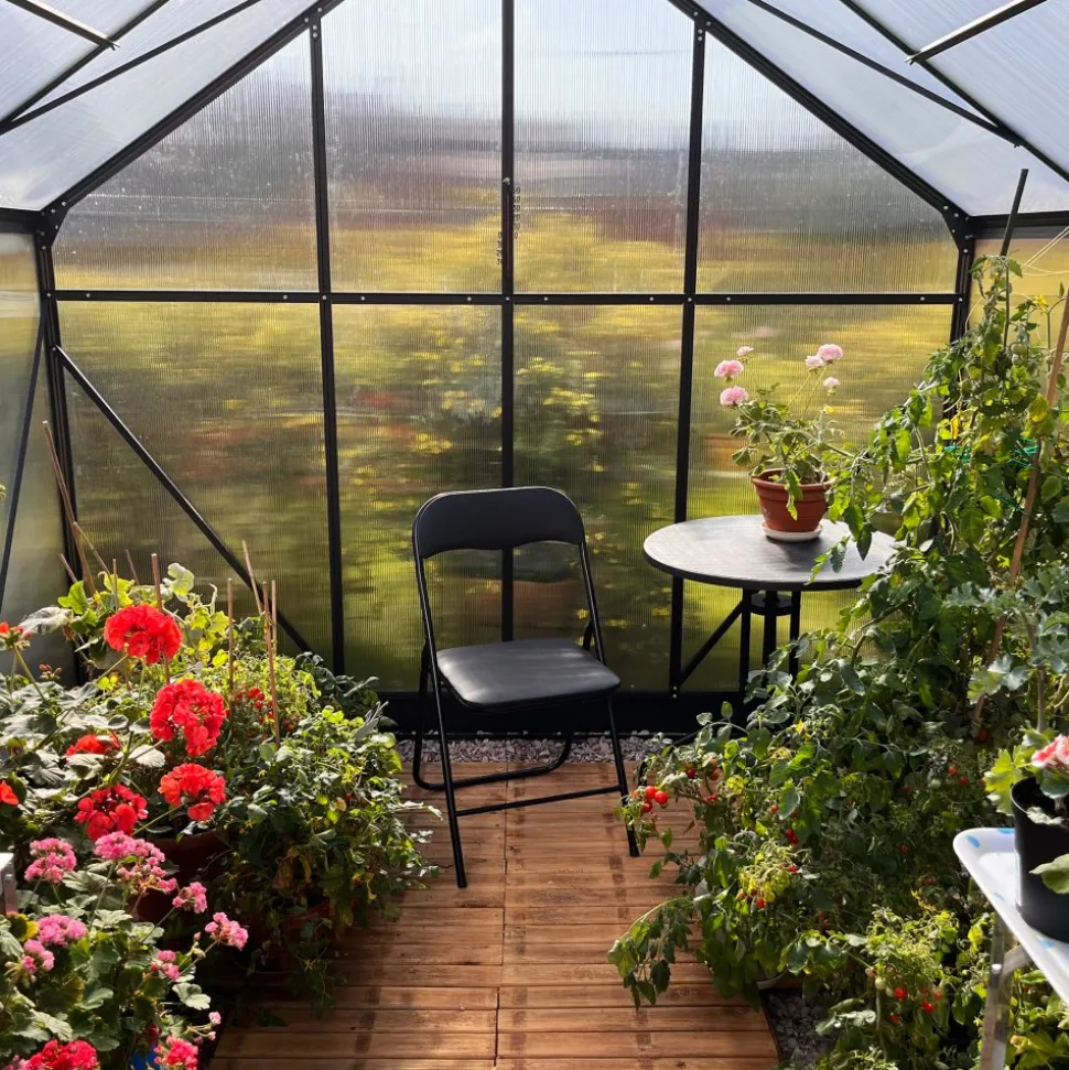 Växthus 7,2m² | 6mm Kanalplast | Hög odlingshöjd
