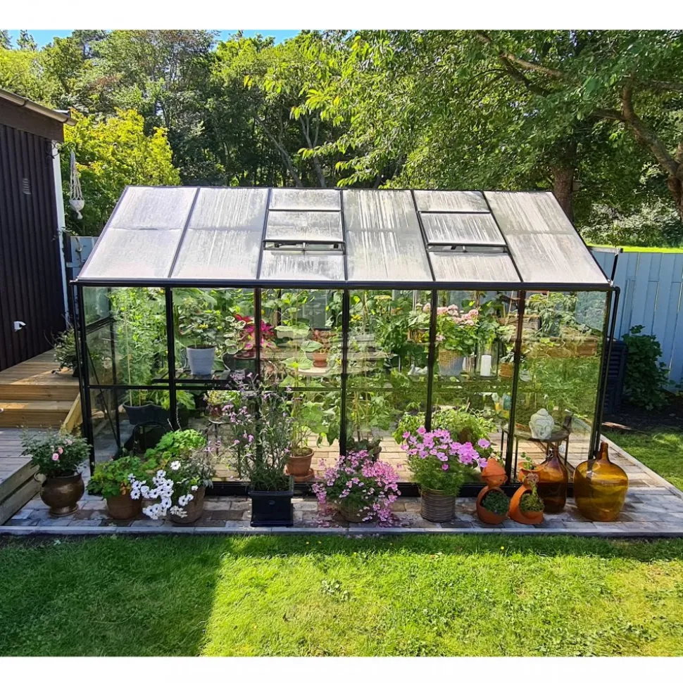 Växthus 9,6 m² | 4mm säkerhetsglas | 5 års stormgaranti