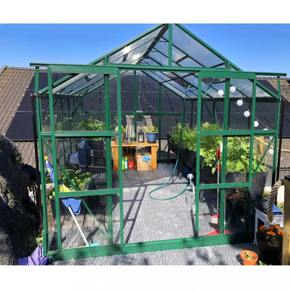 Växthus 9,6 m² | 4mm säkerhetsglas | 5 års stormgaranti