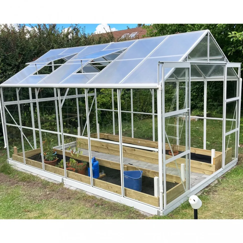 Växthus 9,6 m² | 4mm säkerhetsglas | 5 års stormgaranti