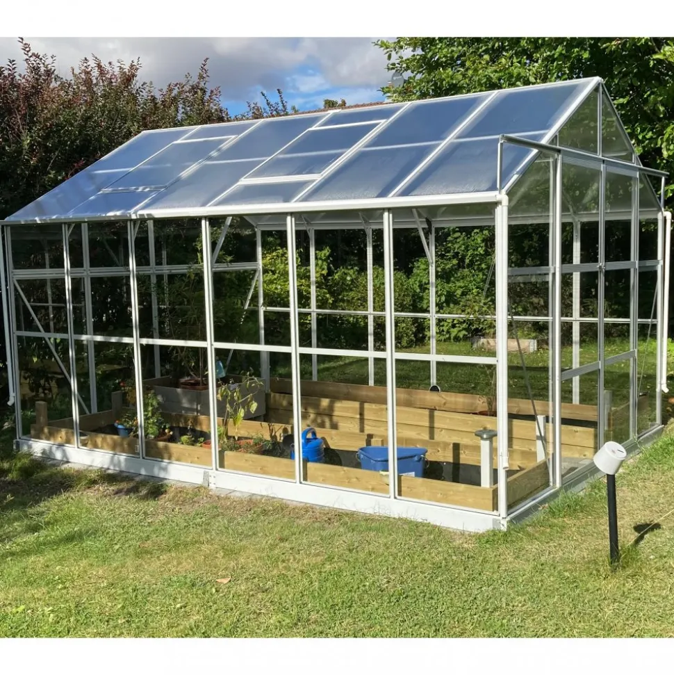 Växthus 9,6 m² | 4mm säkerhetsglas | 5 års stormgaranti