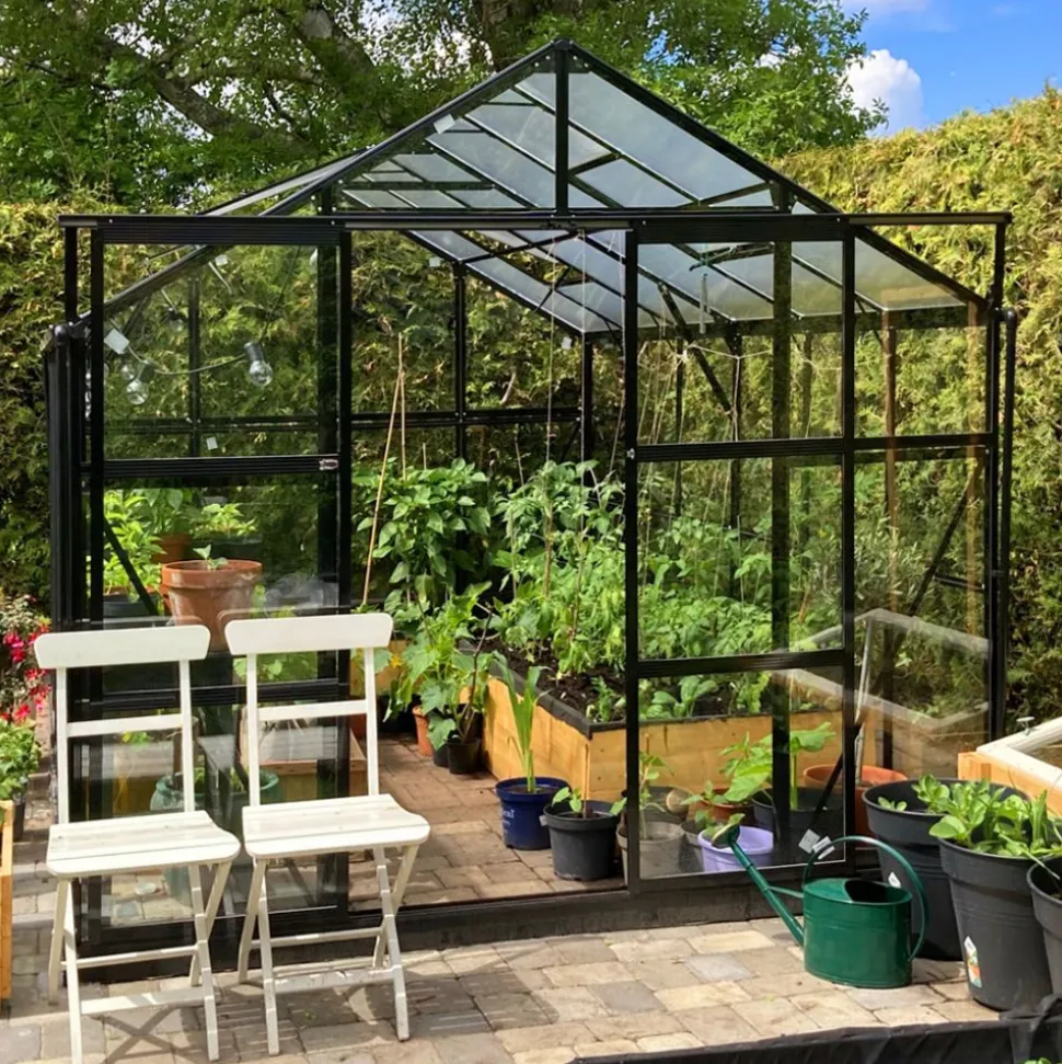 Växthus 9,6 m² | 4mm säkerhetsglas | 5 års stormgaranti